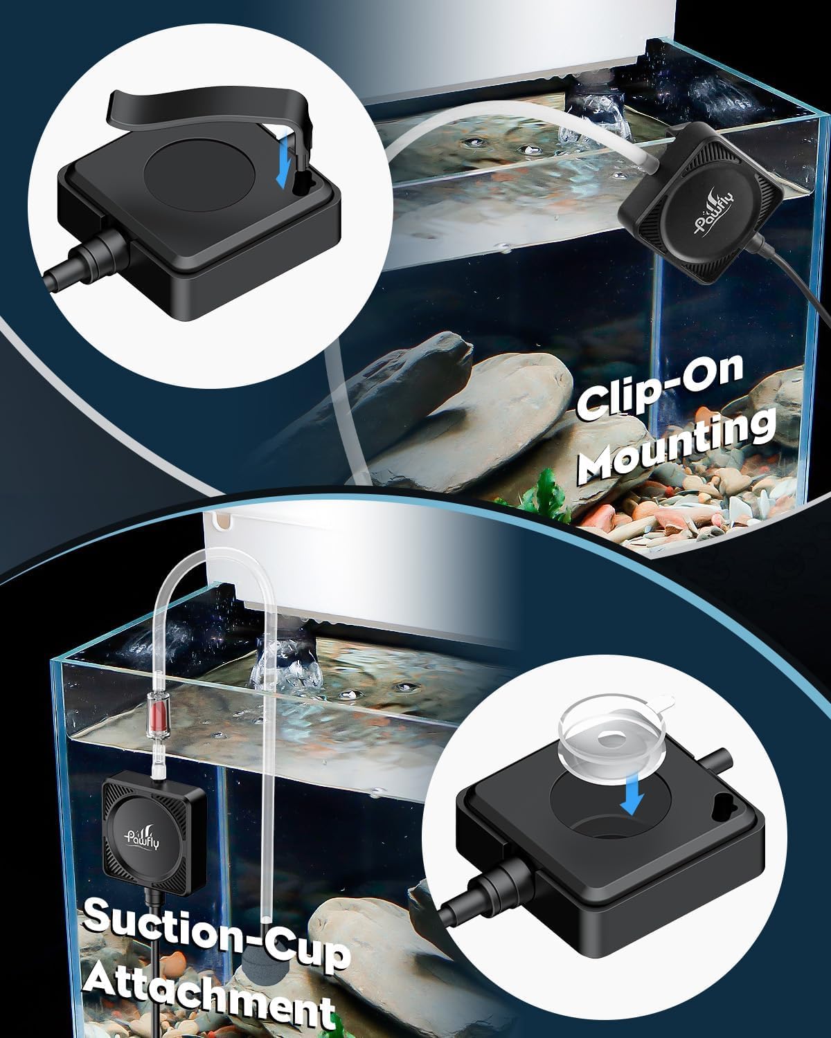 Mini Aquarium Air Pump, Ultra Quiet Oxygen Aerator Kit for 1-15 Gallon Fish Tanks with Air Tubing, Air Stone, Check