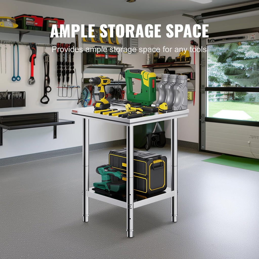 Stainless Steel 24 x 24 x 32 Inch Commercial Kitchen Prep Work Table