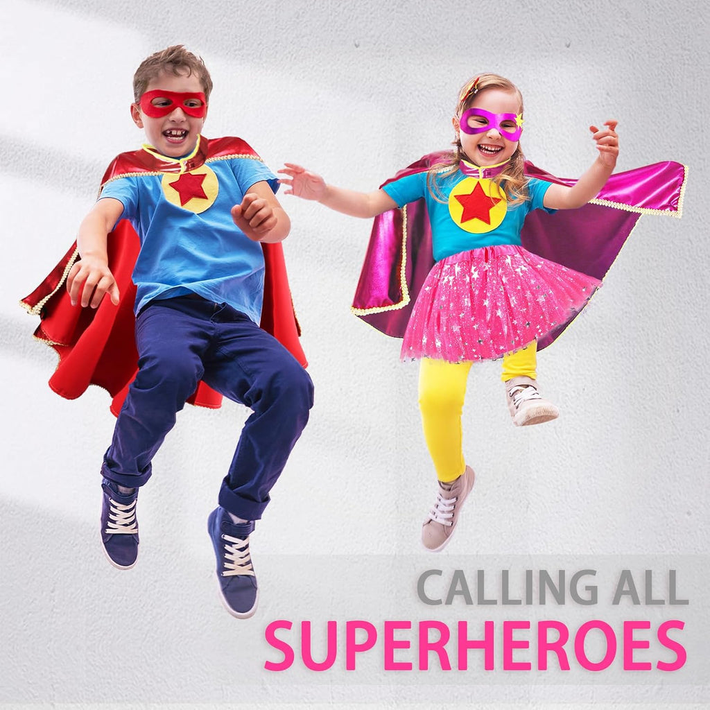 Superhero-Capes for Kids Toddler Superhero-Costumes for Girls | 3-Pc Super Hero Capes Mask and Star Tutu for 3+
