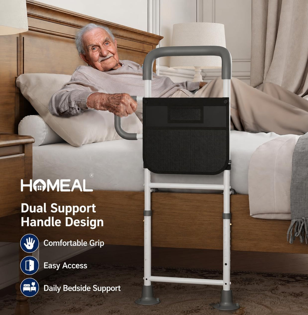 Bed Rails for Elderly Adults Safety - Adjustable Bed Assist Rails for Seniors, Adult Bed Guard Rail with Non-Slip