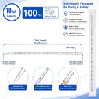 100 Pcs Serological Pipettes Individually Wrapped Bulk, 10 ml