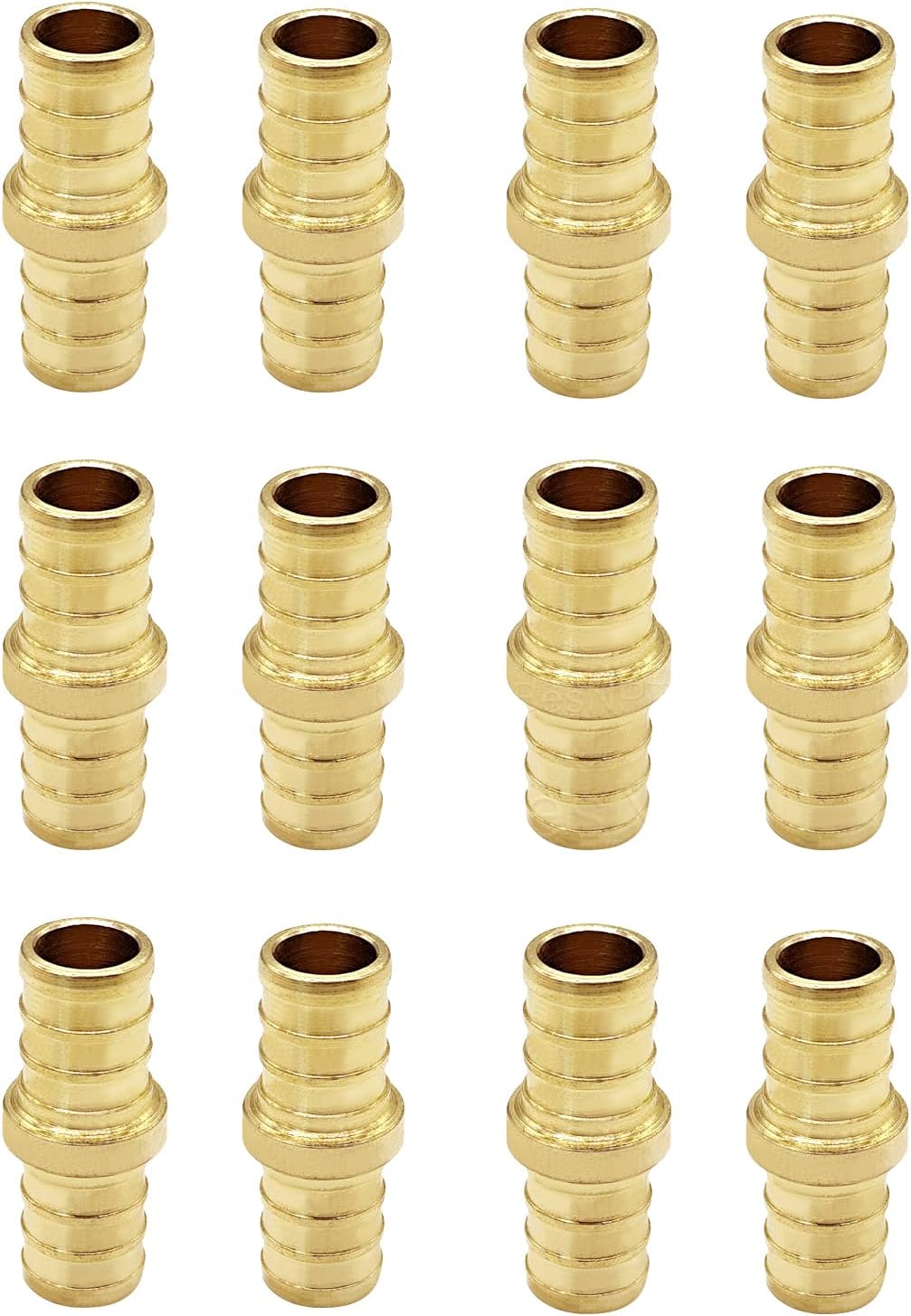 12 Pack Brass 3/4" Pex Coupling,Straight 3/4" Coupling Pex Fittings