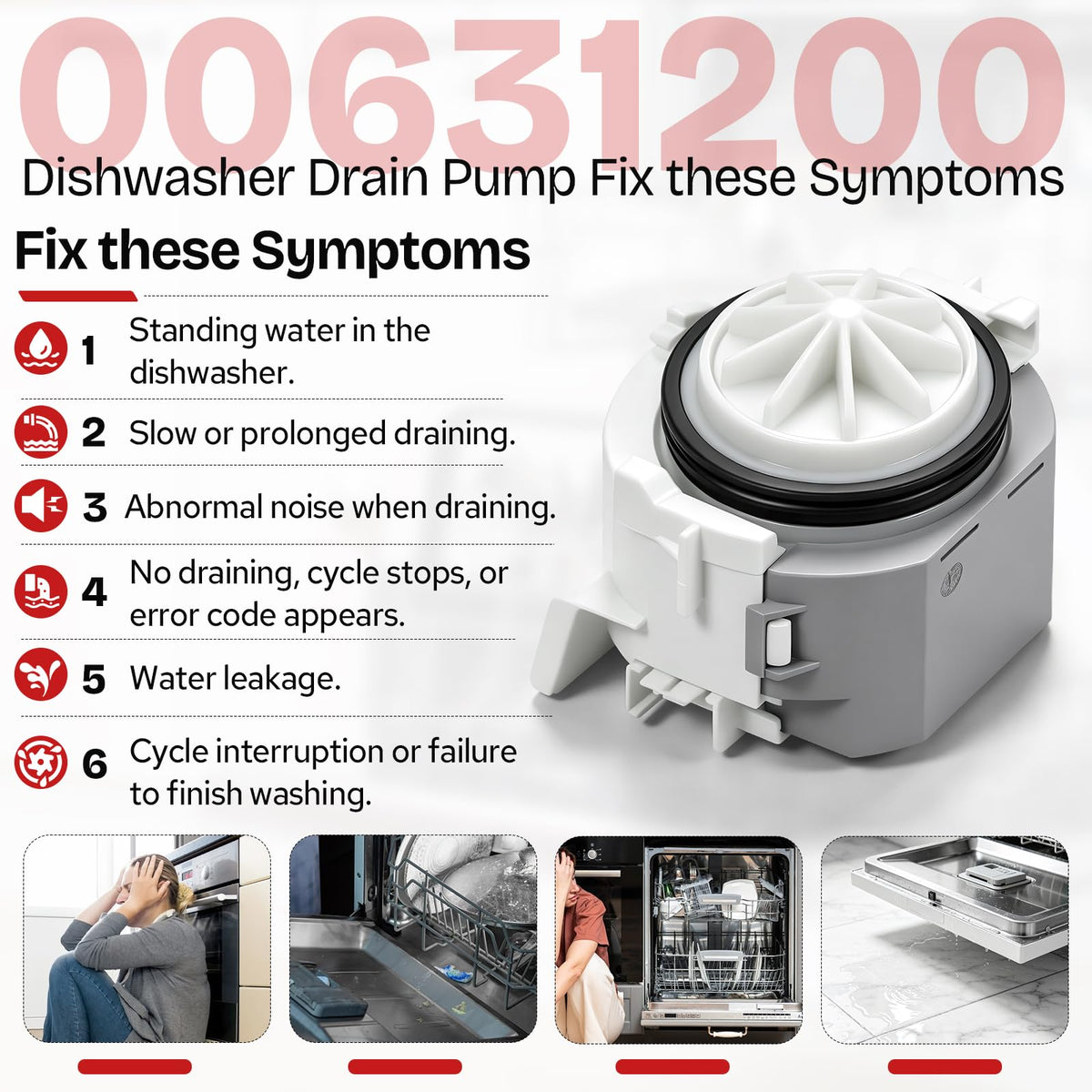 For Bosch SHE88PZ65N/21 Dishwasher Drain Pump Assembly Replacement
