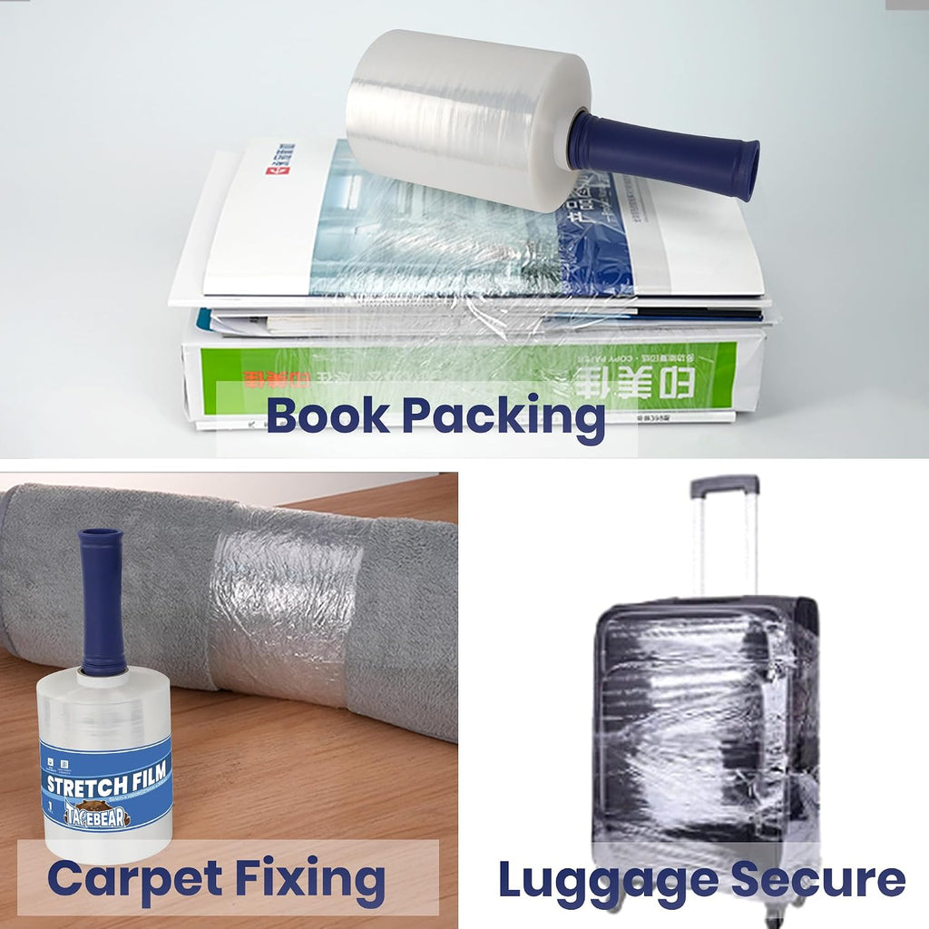 Mini Clear Stretch Wrap Film with Handle 80 Gauge 5" x 1000Ft