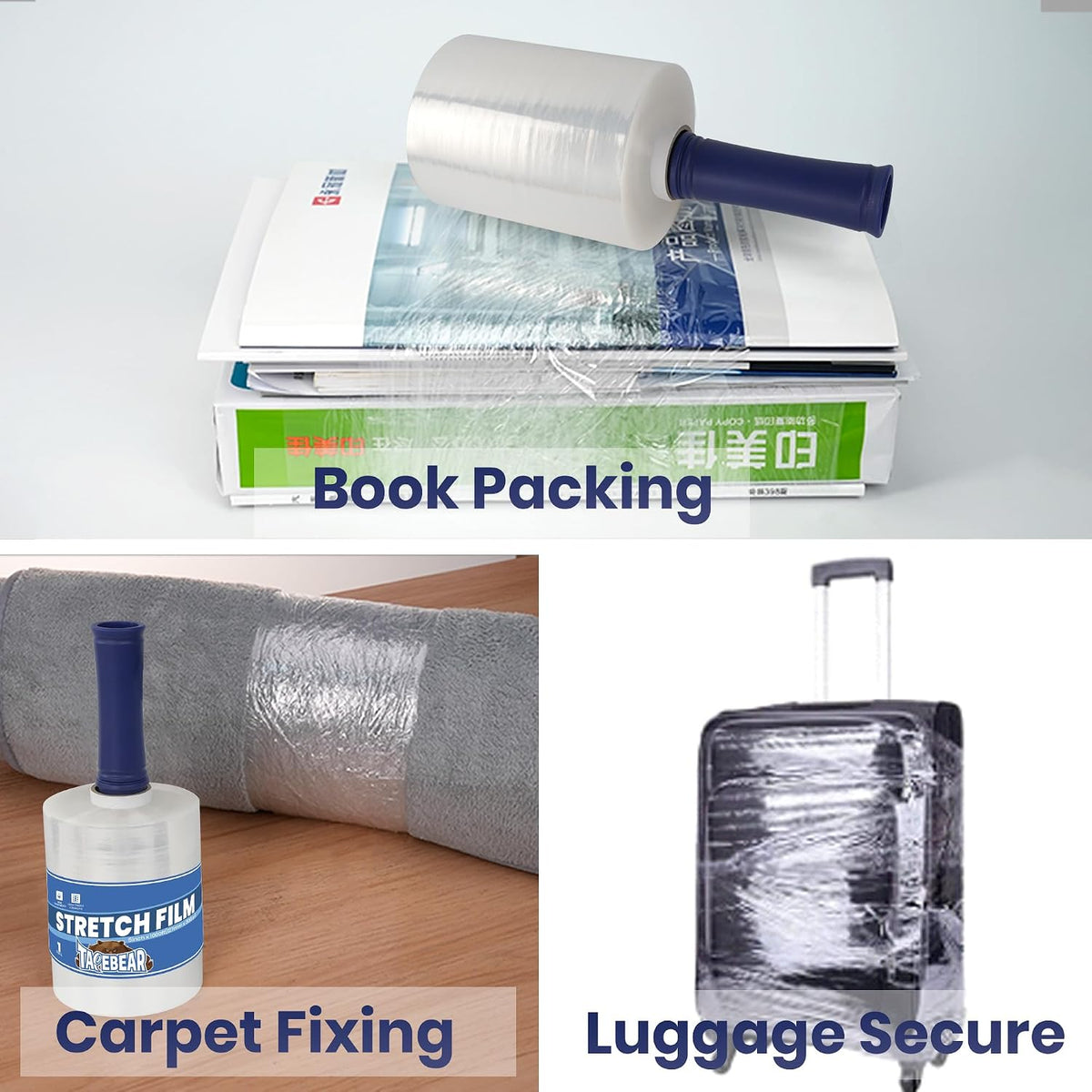 Mini Clear Stretch Wrap Film with Handle 80 Gauge 5" x 1000Ft