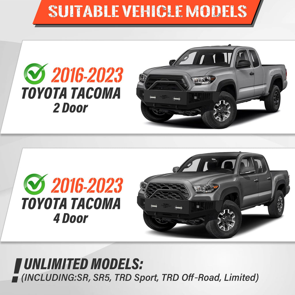 TraiNexalign Front Bumper Compatible with 2016-2023 Toyota Tacoma