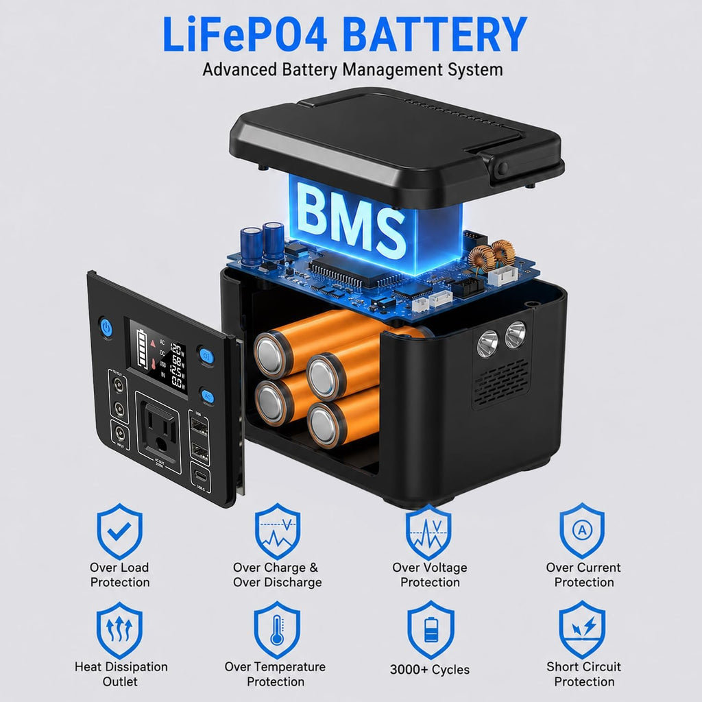 200W Portable Power Station, 192Wh LiFePO4 Solar Generator for Camping | Powkey Battery Powered Power Bank with 120V
