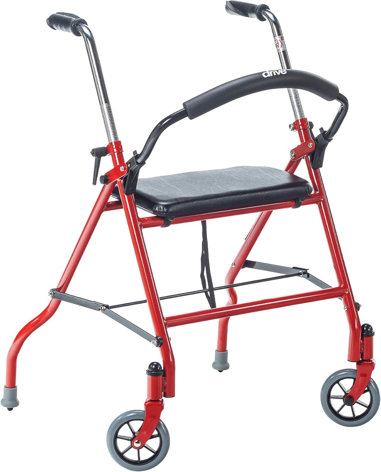 1239RD Foldable Rollator Walker with Seat, Red, 1 Count (Pack of 1)