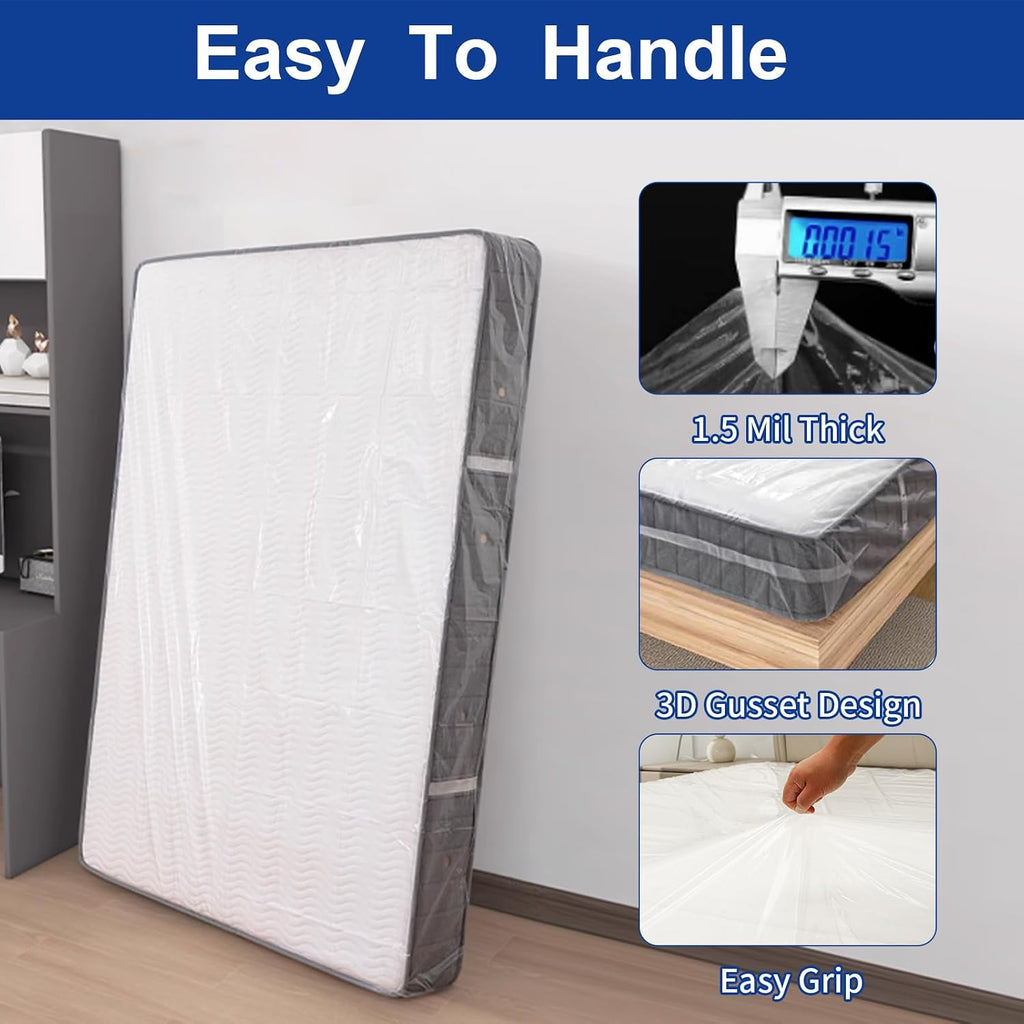 Plastic Mattress Bag for Moving and Storage,Queen/King Size(1.5Mil)