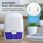 Electric Mini Dehumidifier, 2200 Cubic Feet (250 sq ft), Compact and Portable for High Humidity in Home, Kitchen