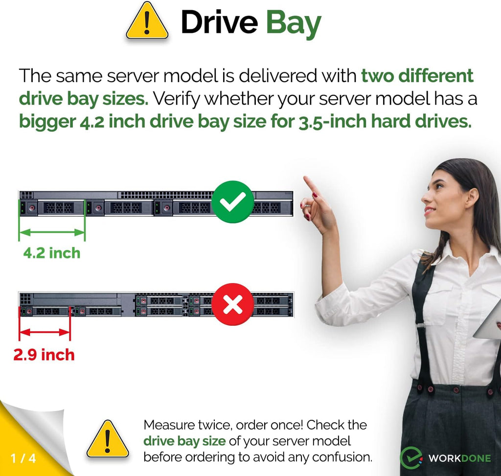 WORKDONE 12-Pack 3.5" LFF Caddy - fits Dell PowerEdge 17-14th Gen WH5D2
