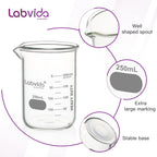 6pcs 250ml Heavy Duty Glass Beakers, LVAC004