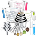 Measuring Cups and Spoons Set 21 Piece, 11 Stainless Steel Nesting Measuring Spoons and Cups with 3 Plastic Measuring