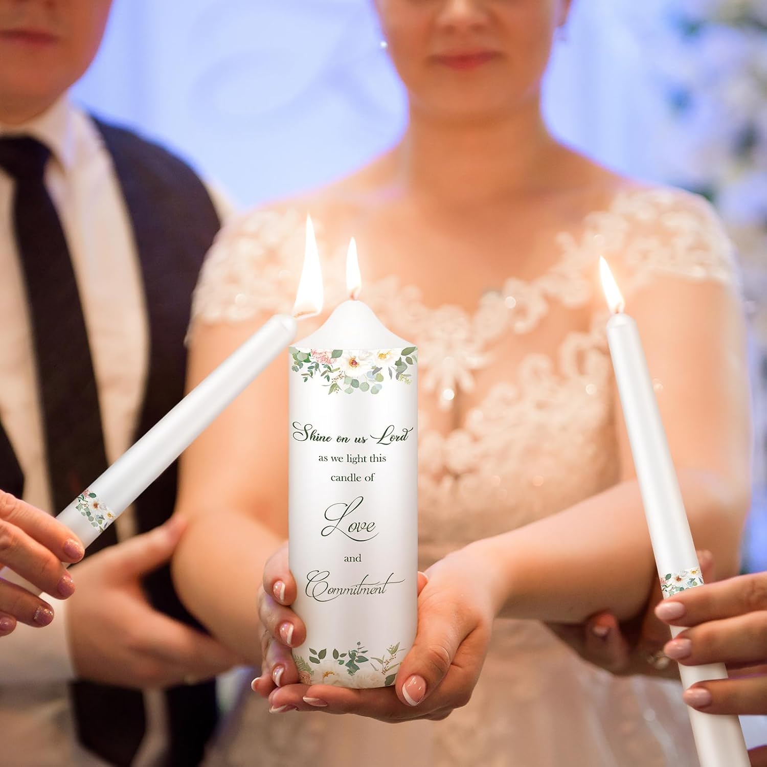 3 Pack Unity Candles with Glass Holder for Wedding Ceremony Wedding Unity Taper Candles Religious Ceremony