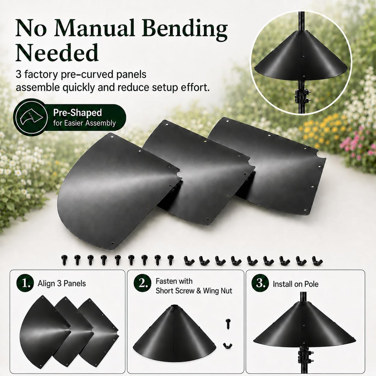 Metal Squirrel Baffle with Spring Swing for Bird Feeder Pole, Fits 1/2"-1"