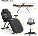 Tattoo Chair for Client Adjustable Tattooing Bed with Stool
