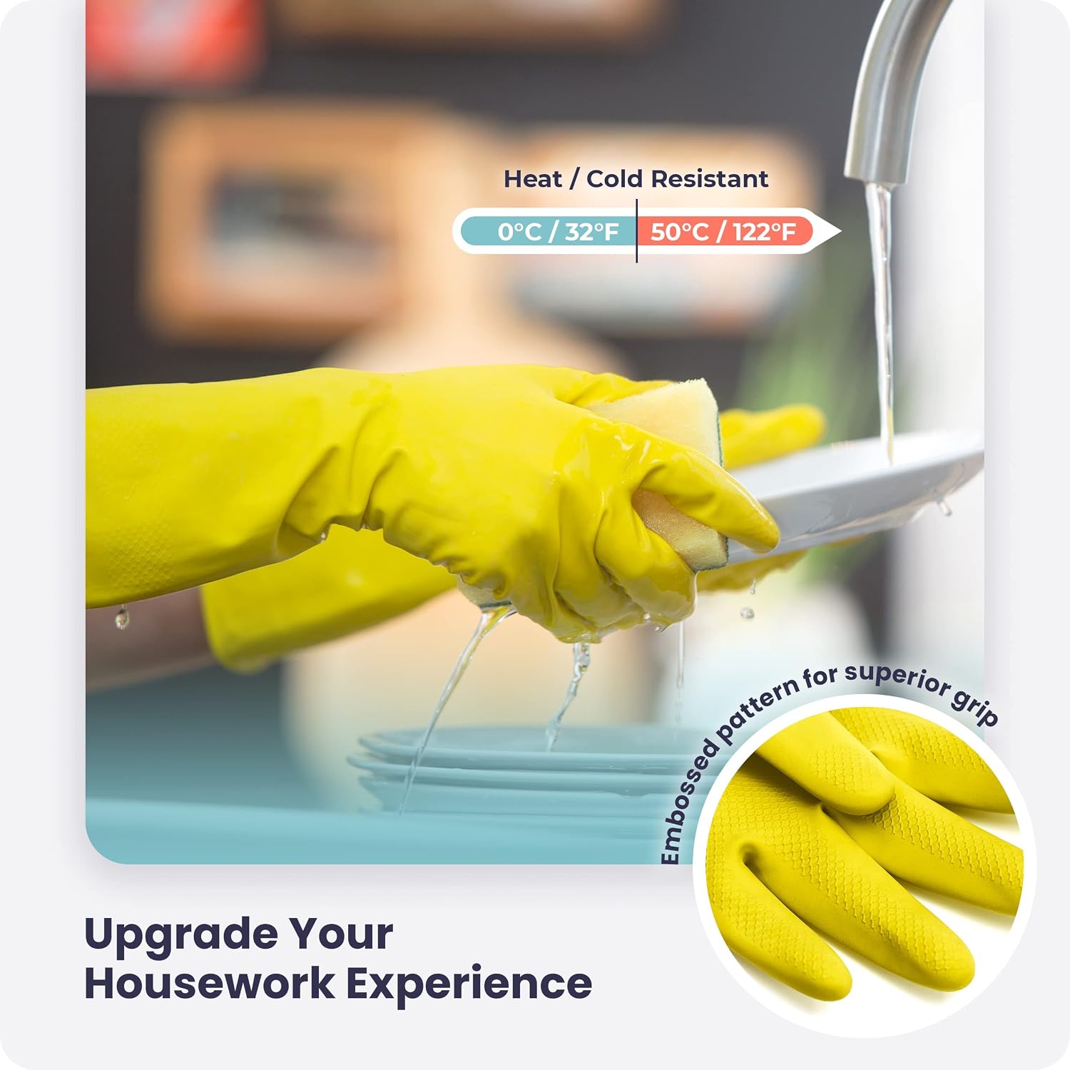 3/6/12/60 Pairs Cleaning Gloves, Waterproof Rubber Gloves for Washing Dishes, Non-Slip Latex Dishwashing Gloves