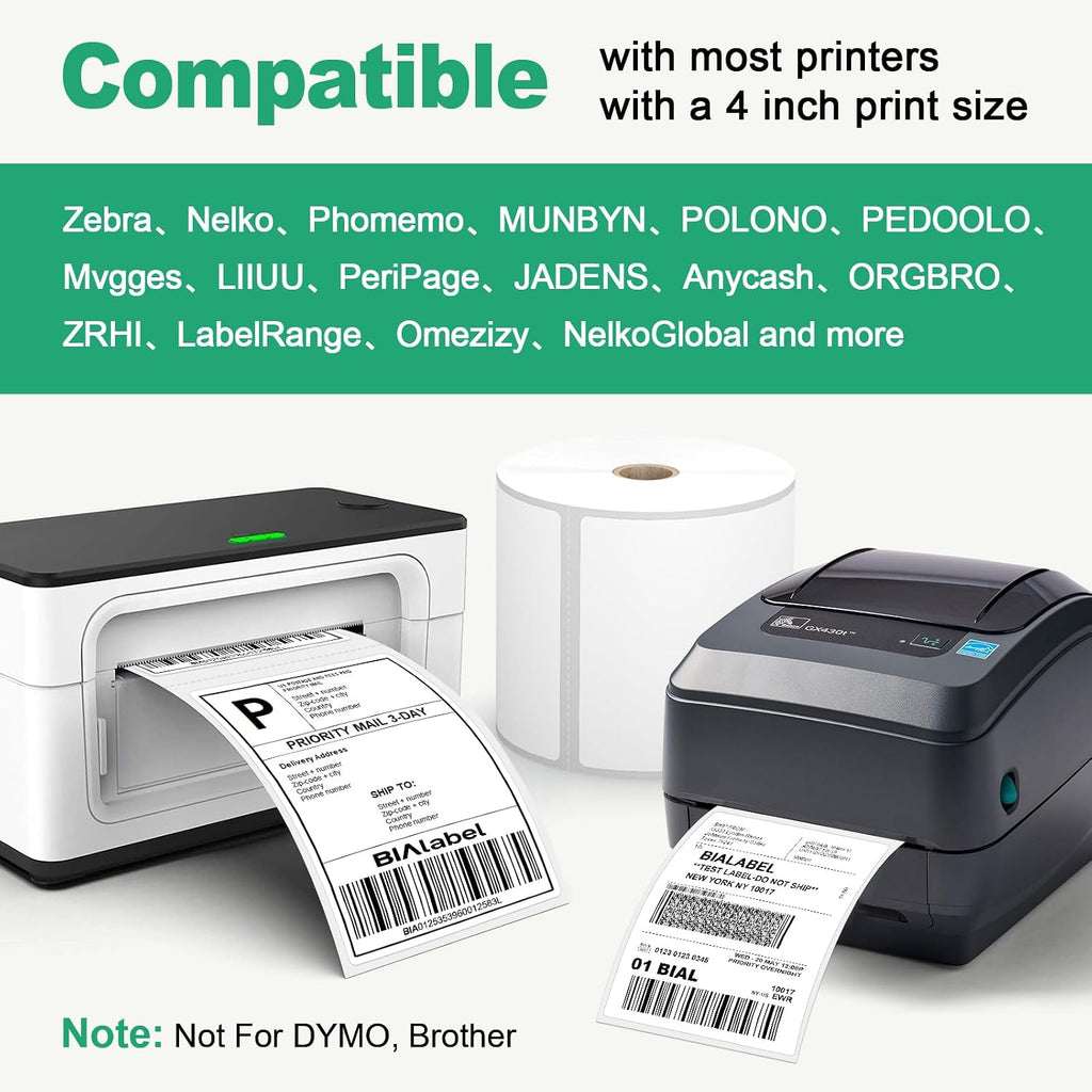 4 x 6 Inch Direct Thermal Shipping Labels, 4 Rolls, 1,800 Labels