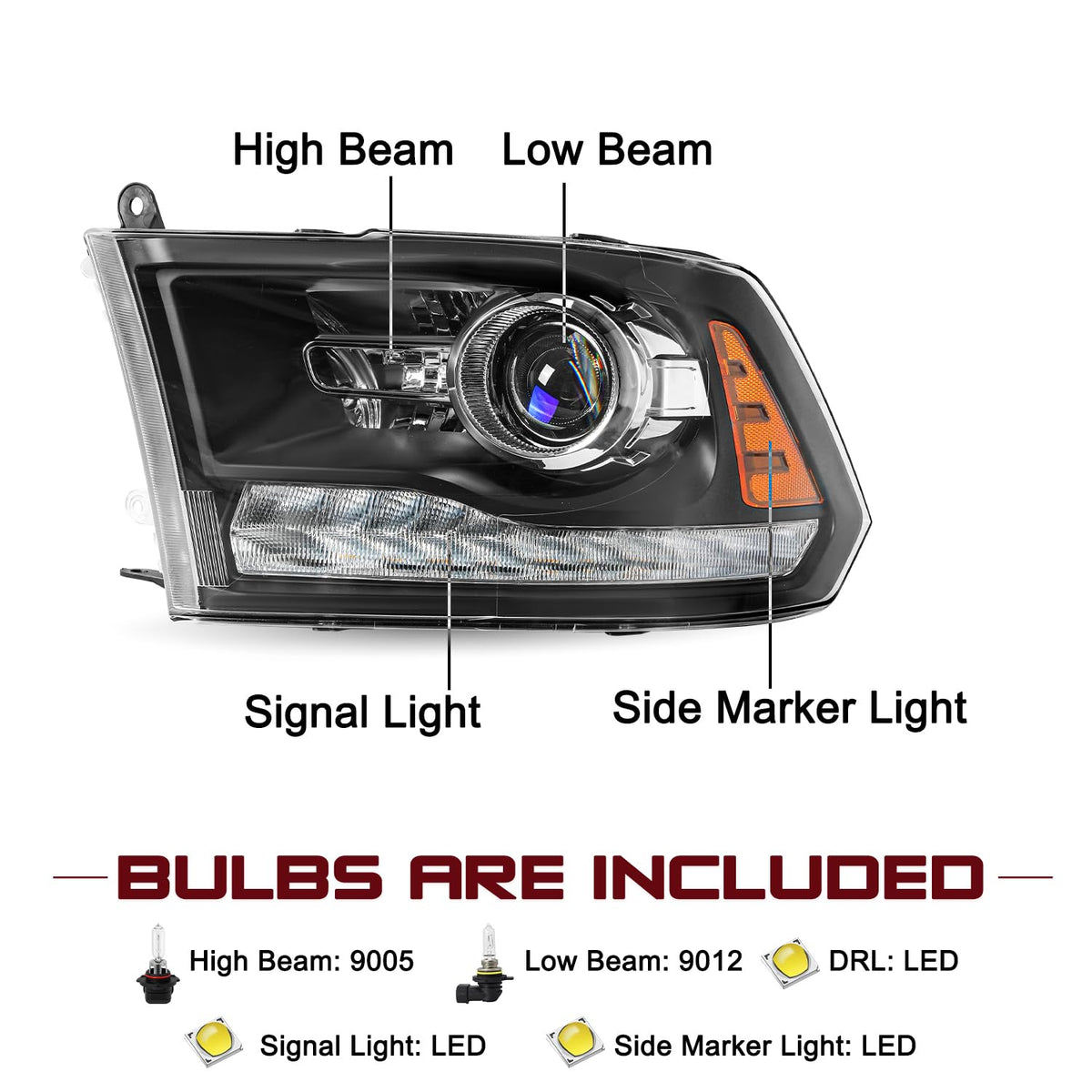 Headlights Fit for 2013-2018 Dodge Ram 1500 2500 3500