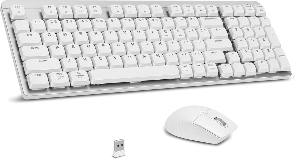 Wireless Keyboard and Mouse Combo, 2.4Ghz Cordless Mechanical Keyboard and Silent Mouse for Business, Low-Profile Red