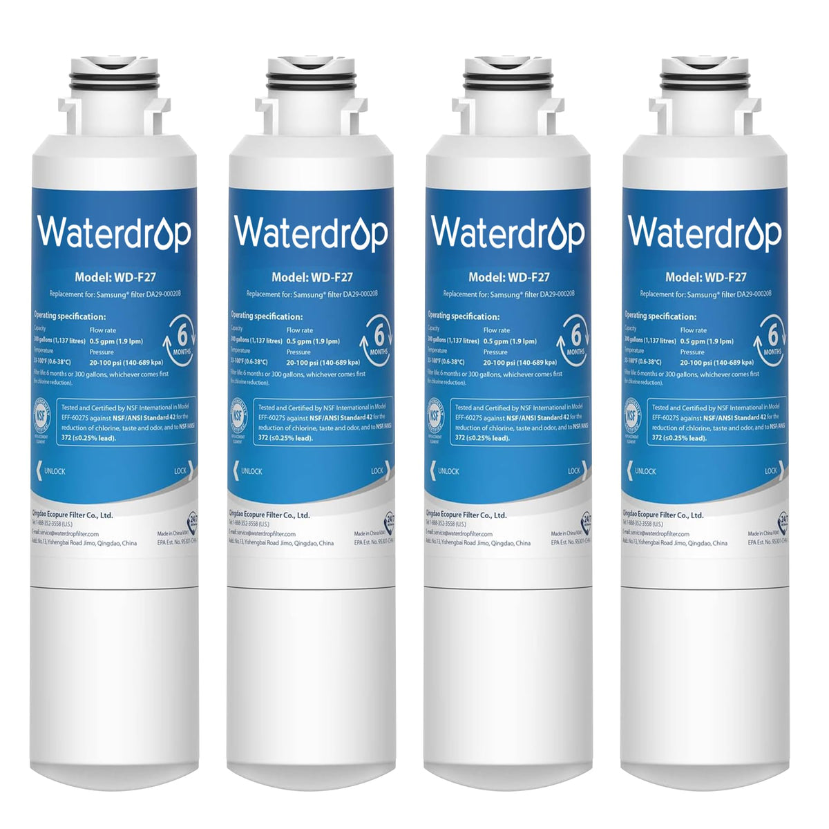 WD-F27 Replacement for Samsung HAF-CIN/EXP Water Filter, 4 Pack
