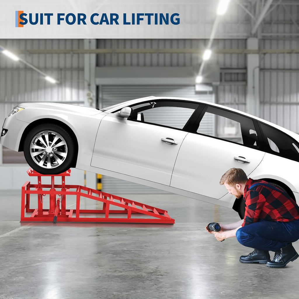 Hydraulic Car Ramps 2-Pack, 11000 LBS Low Profile Portable Car Lift Ramp for Oil Change & Garage Repair, Heavy Duty