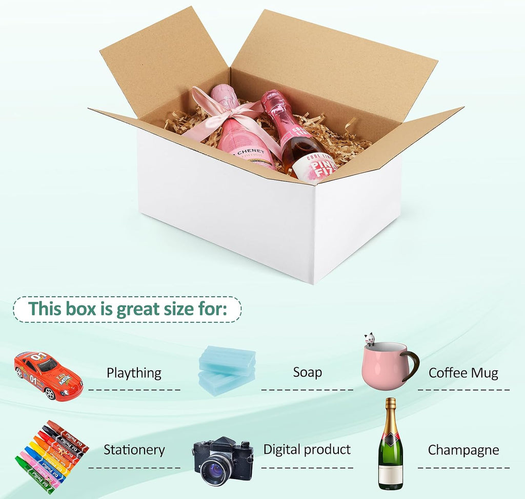 10x7x5-Small-Shipping-Boxes-30-Pack-White-Corrugated-Box-Mailers, Cardboard Boxes for Packaging Small Business, Mailing
