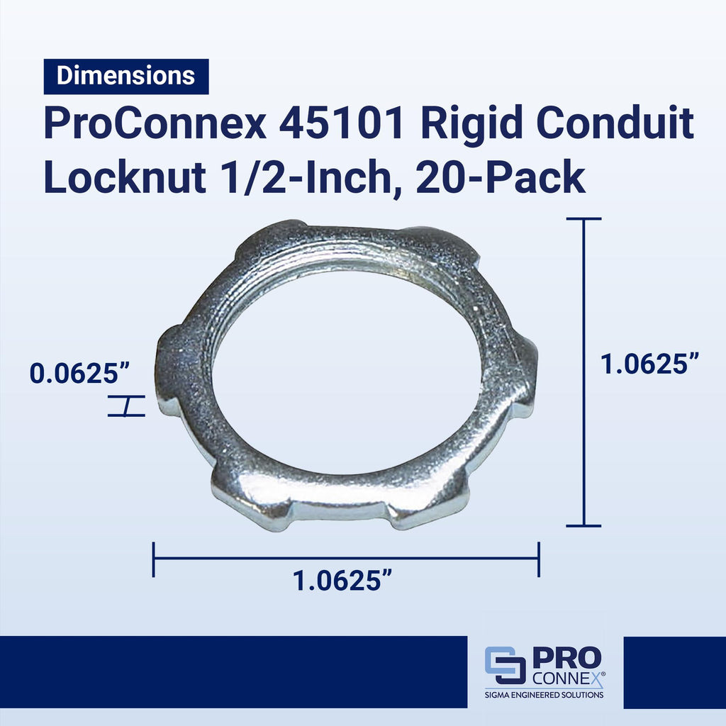 Sigma ProConnex 1/2" Rigid Conduit Locknut, 20-Pack