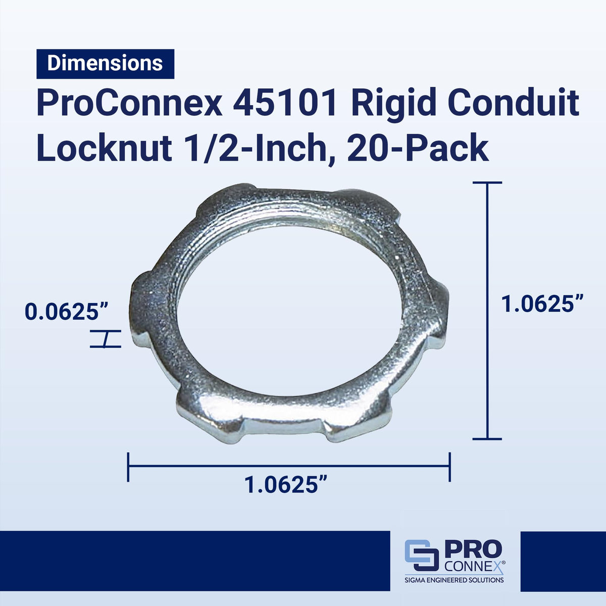 Sigma ProConnex 1/2" Rigid Conduit Locknut, 20-Pack