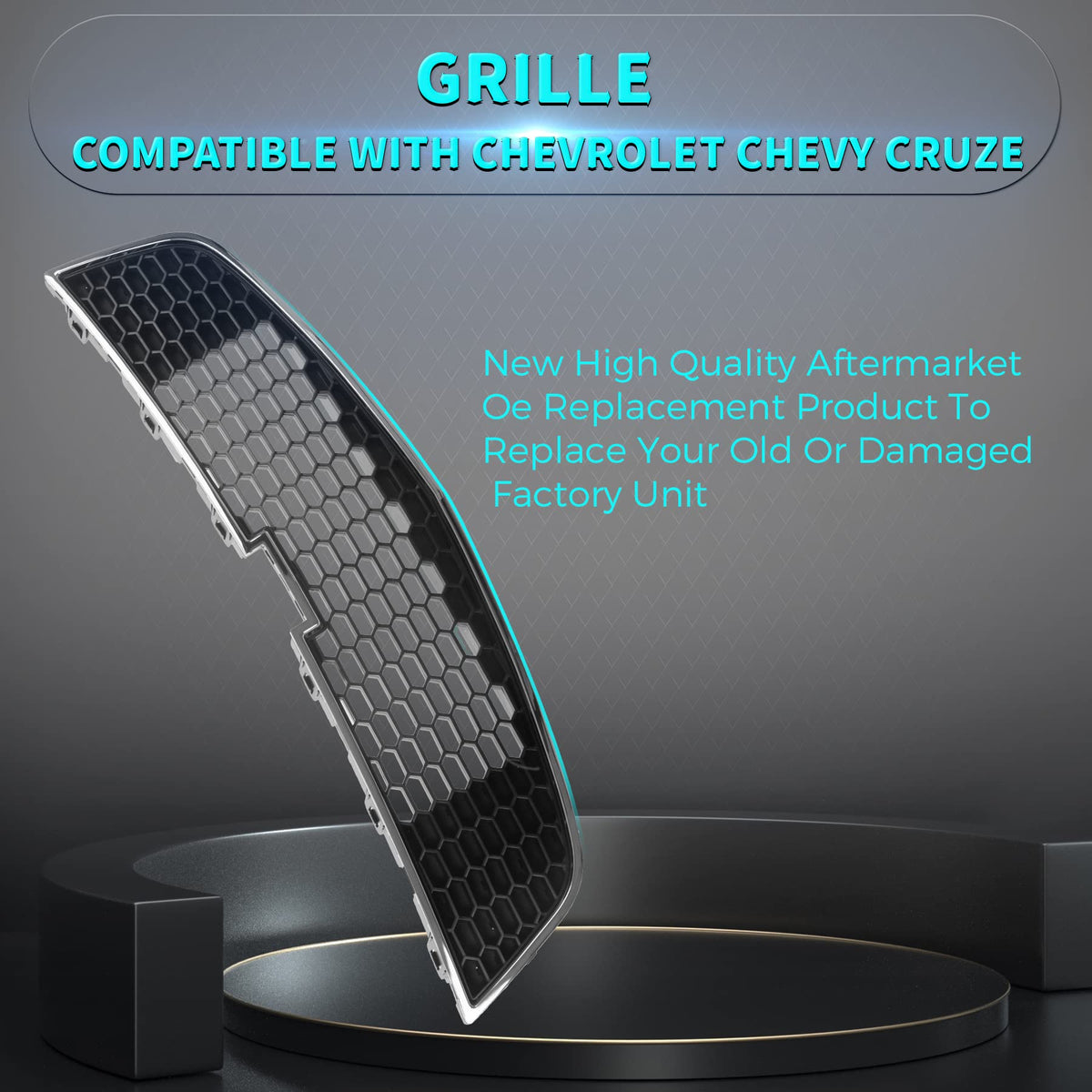Front Grille Grill Fits Chevy Cruze CHEVROLET 11-14 Chrome Black