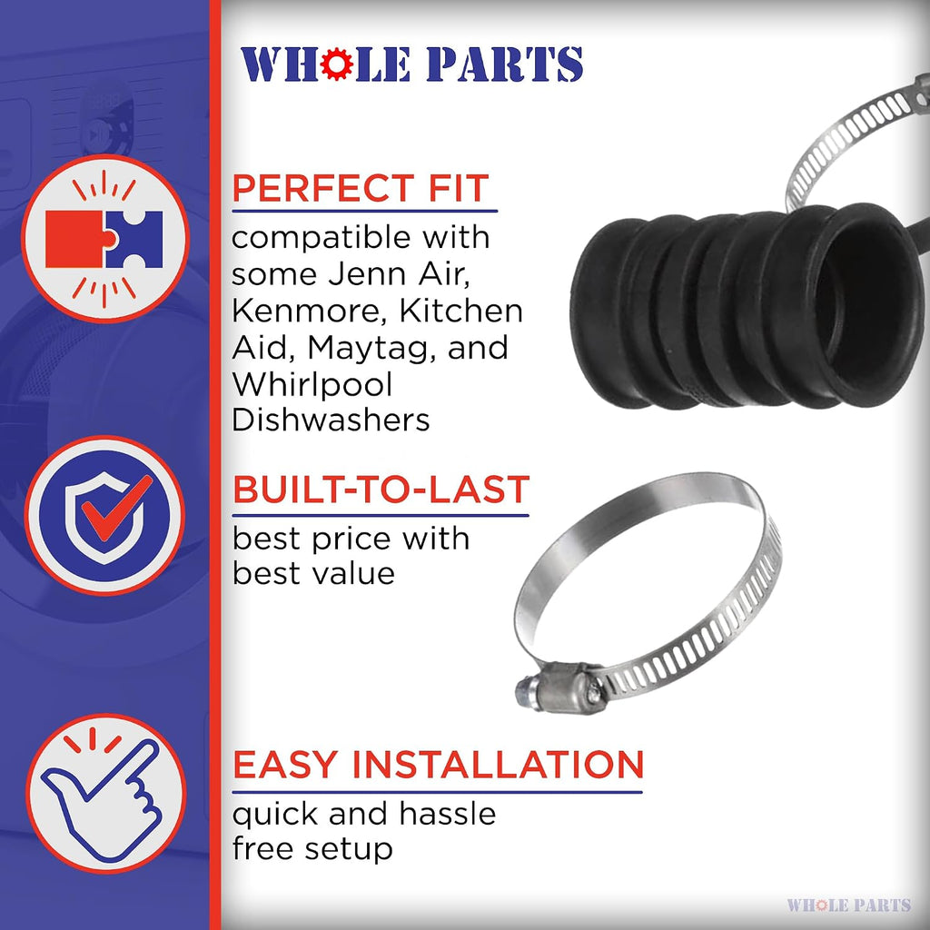 Whole Parts Upgraded Dishwasher Hose Kit Part# W11419334