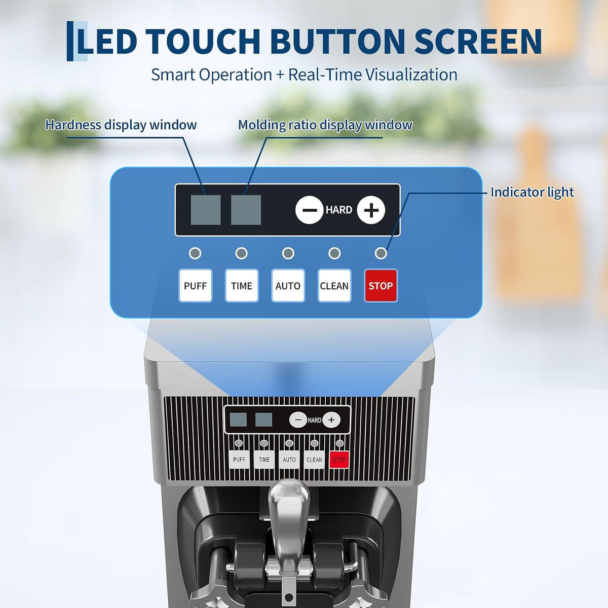 Commercial Soft Serve Ice Cream Machine 21.2 QT/H Touch Screen