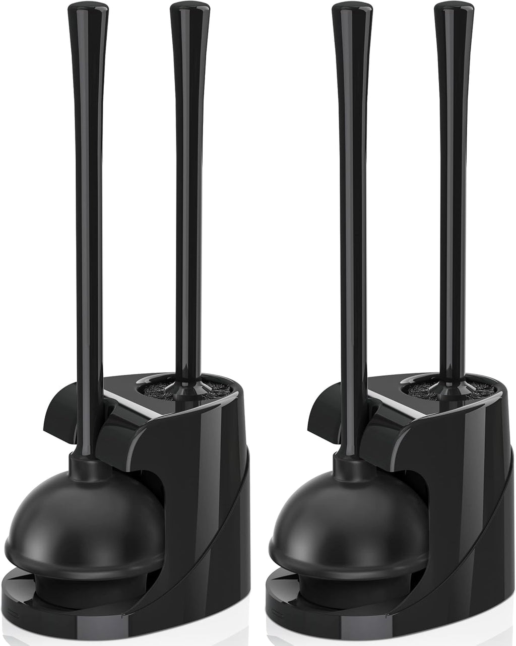 Toilet Plunger and Brush, Bowl Brush and Heavy Duty Toilet Plunger Set with Ventilated Holder, 2-in-1 Bathroom