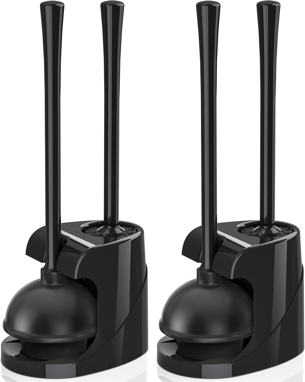 Toilet Plunger and Brush, Bowl Brush and Heavy Duty Toilet Plunger Set with Ventilated Holder, 2-in-1 Bathroom