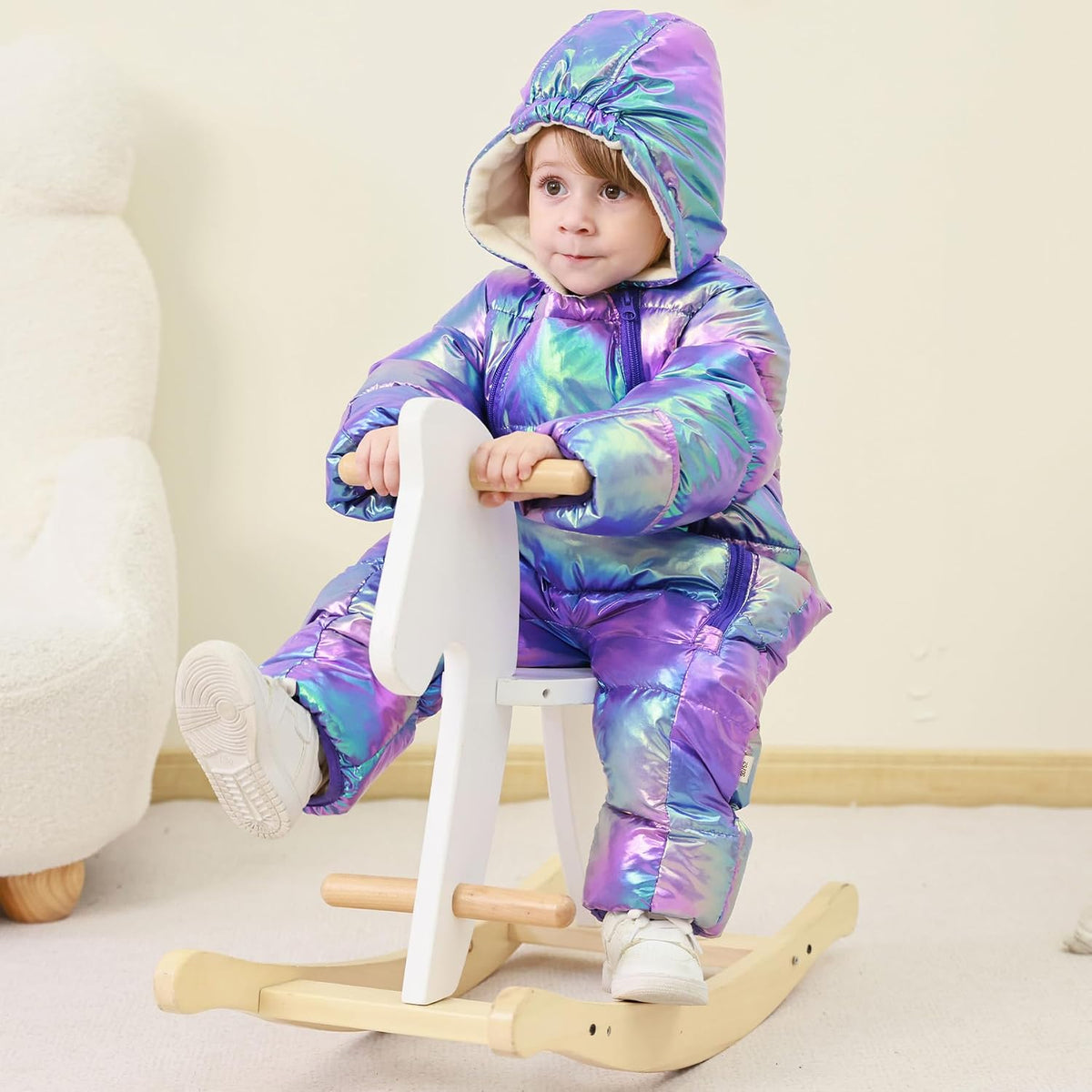 Baby Double Zipper Footed Hooded Fleece Lined Snowsuit 3-24M | Toddler Winter Clothes Infant Girls Boys Padded Puffer