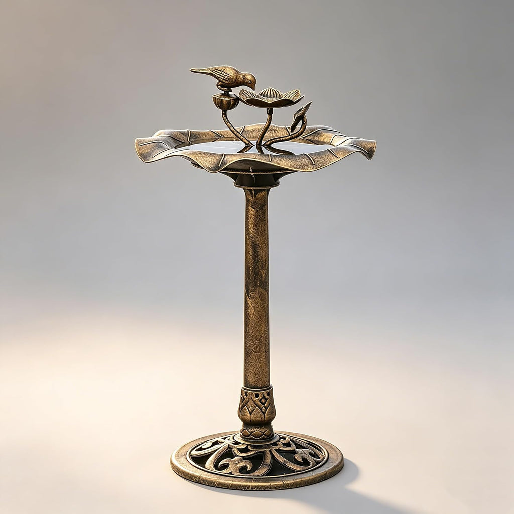 28" Pedestal Bird Bath, 2 Tiers Tall, 5L Water Capacity, Bronze