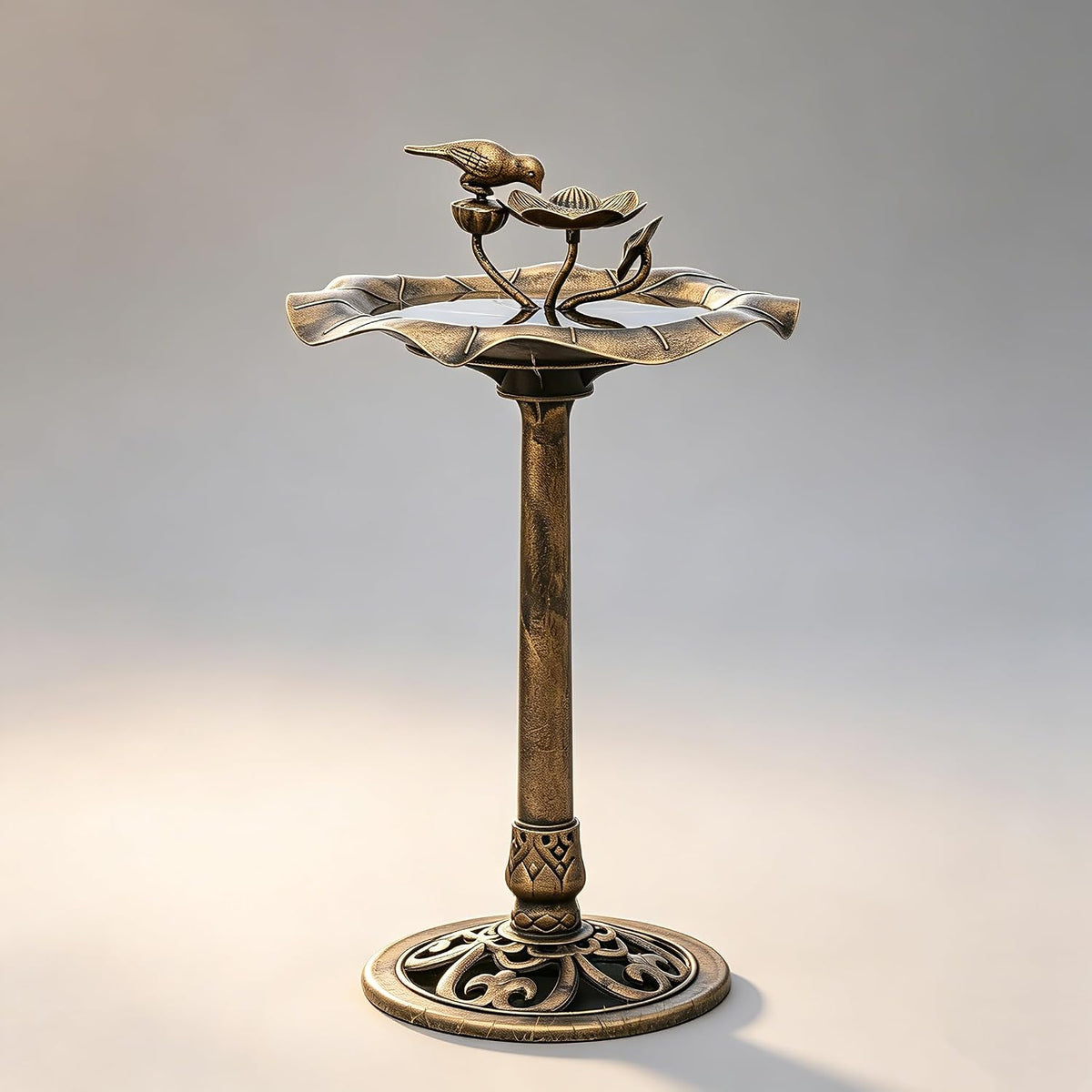 28" Pedestal Bird Bath, 2 Tiers Tall, 5L Water Capacity, Bronze