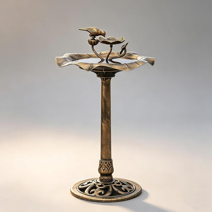 28" Pedestal Bird Bath, 2 Tiers Tall, 5L Water Capacity, Bronze