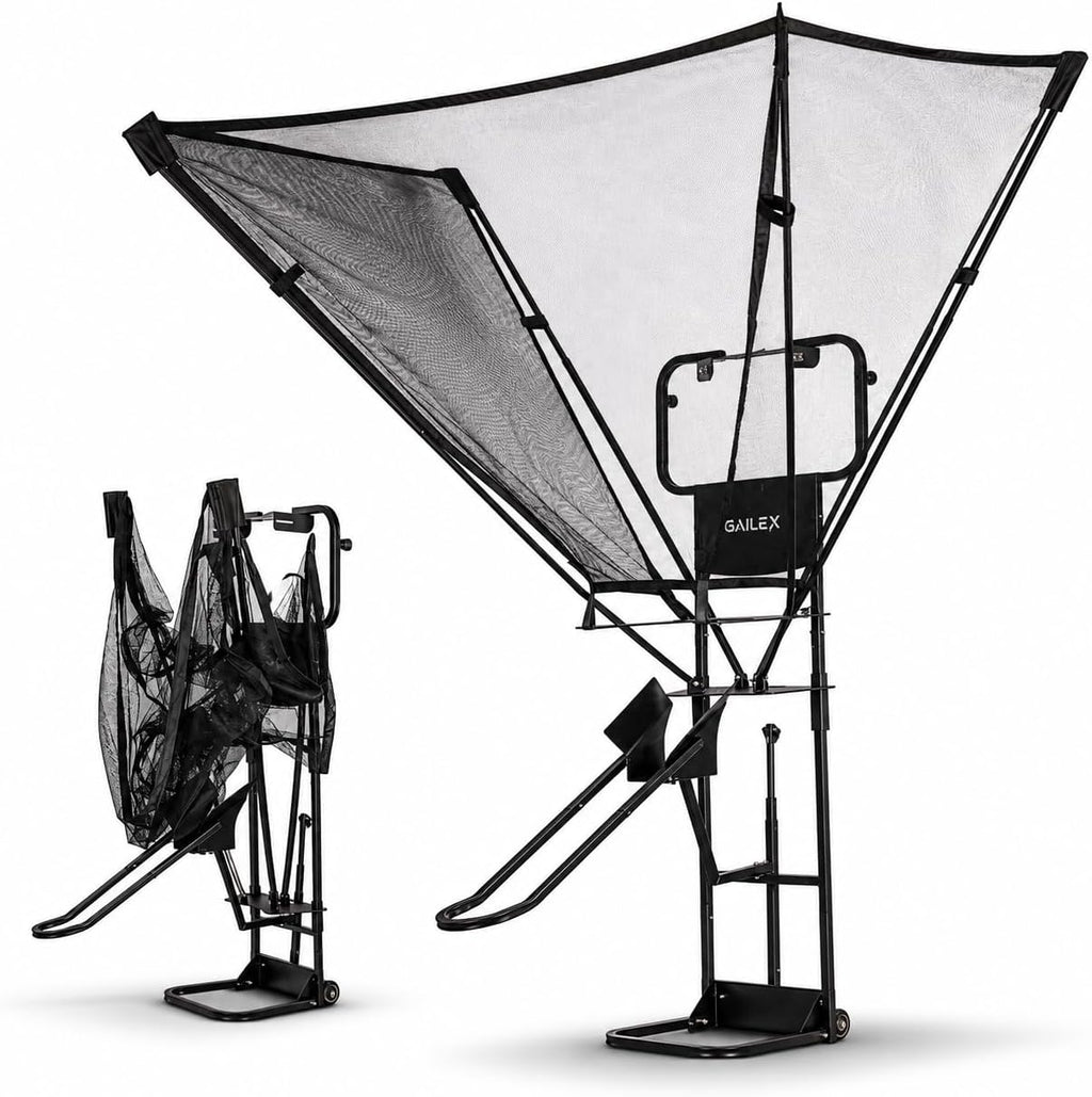 Basketball Return System, Automatic Ball Return Net, 180° Rotating Chute, Quick Fold & Fast Storage, Roll & Go