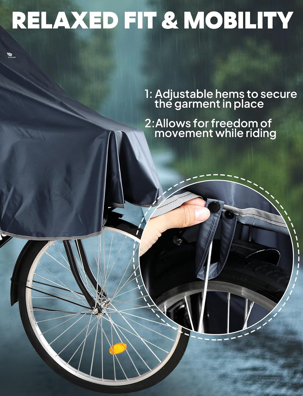 Waterproof Rain Poncho Bike Bicycle Rain Capes Lightweight for Adults | Breathable durable reusable material