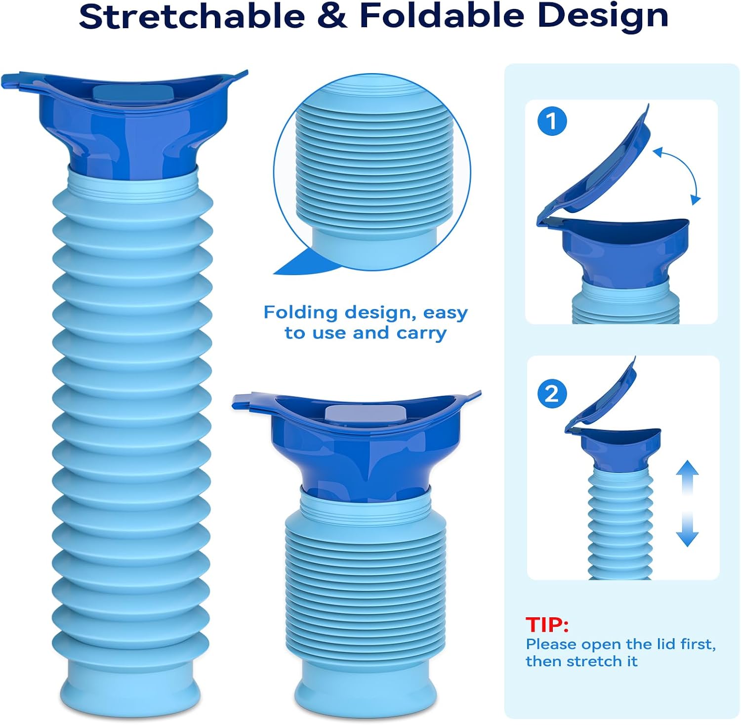 Pee Bottles for Men, Adjustable Emergency Urinal 750ml, Car Pee Bottle for Men and Women, Portable Toilet for Car