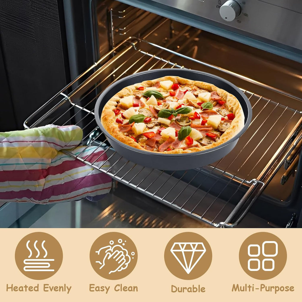 6 Pack Deep Dish Pizza Pan Personal 10 Inch Pizza Pan Set Round Pizza Pan for Oven Non Stick Pizza Plates Carbon