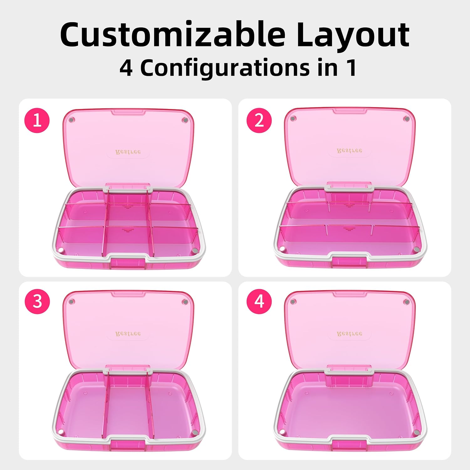 Pill Organizer, Large Waterproof Travel Pill Case, Magnetic Closure & Adjustable Dividers for Daily Vitamins