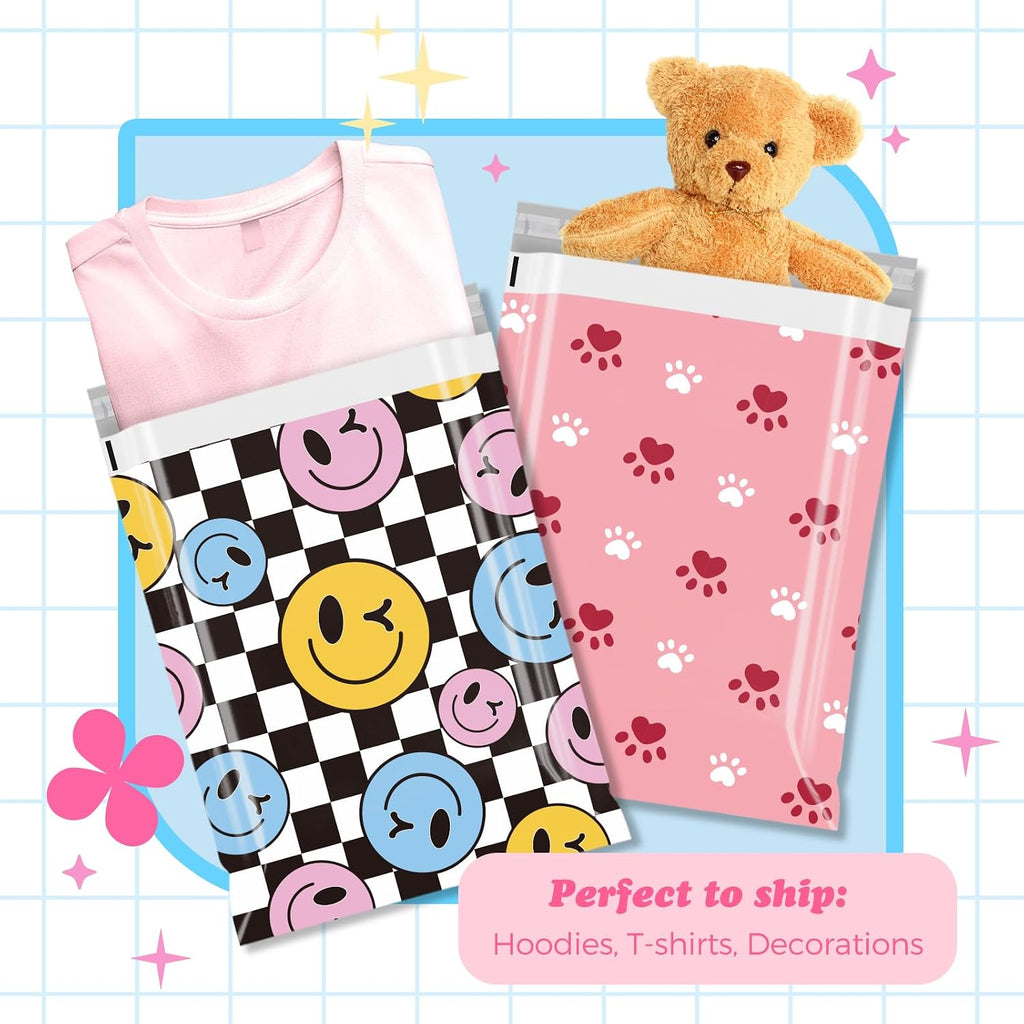 Poly Mailers 10x13" 50pcs,Cute Shipping Bag for Clothes,Checkerboard