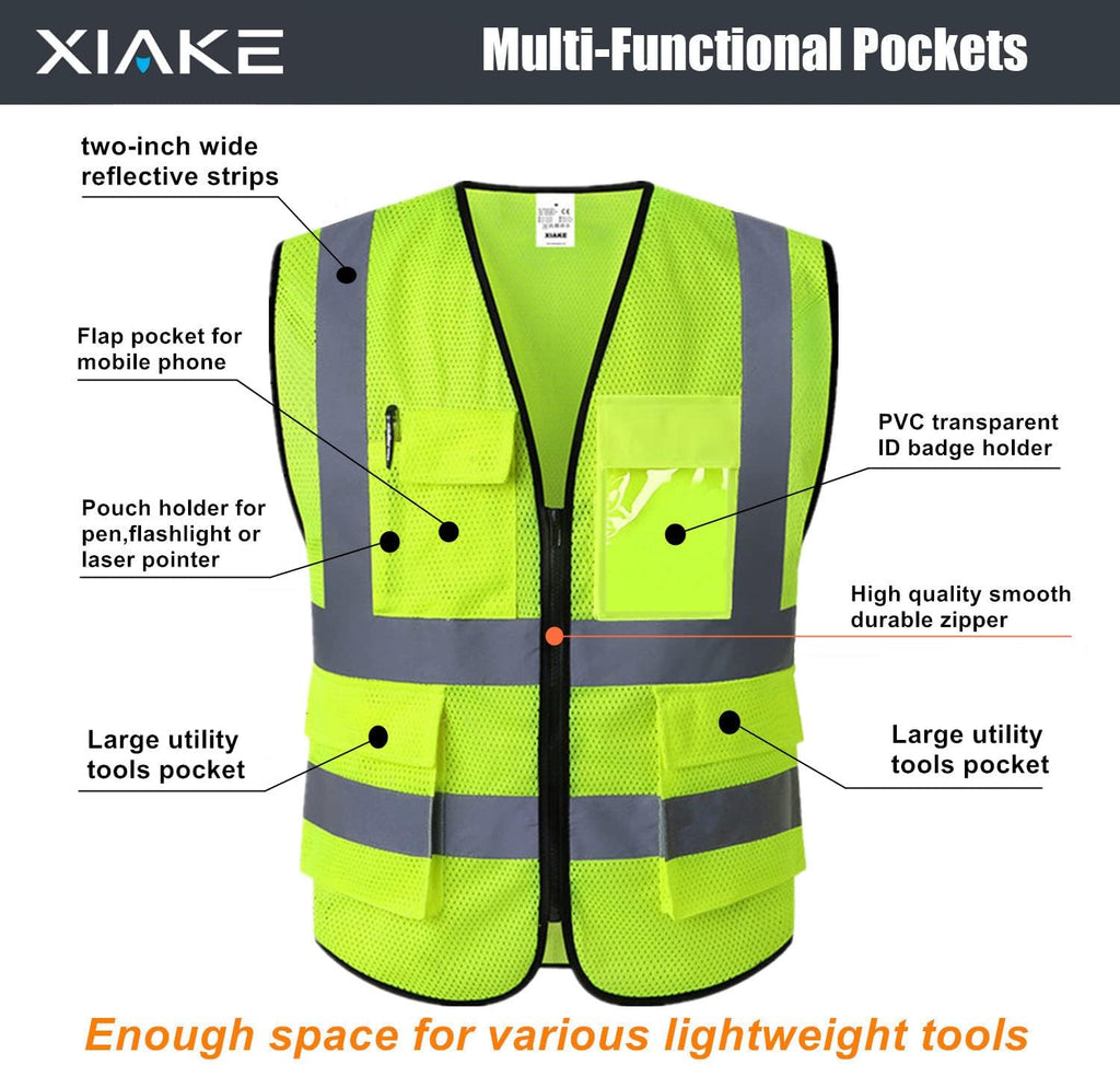 Reflective Safety Vest for Men & Women High Visibility Class 2 Vest with Pockets Meets ANSI Standards