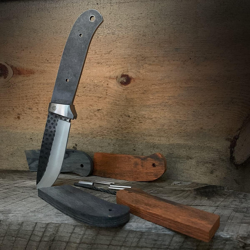 Black Sierra Skinner DIY Knife Making Kit – Stainless Steel Hammered Finish Fixed Blade for Hunting, Fishing &