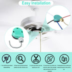 BFXM Ceiling Fan Switch ZE-268S6 3 Speed 4 Wire, Silver