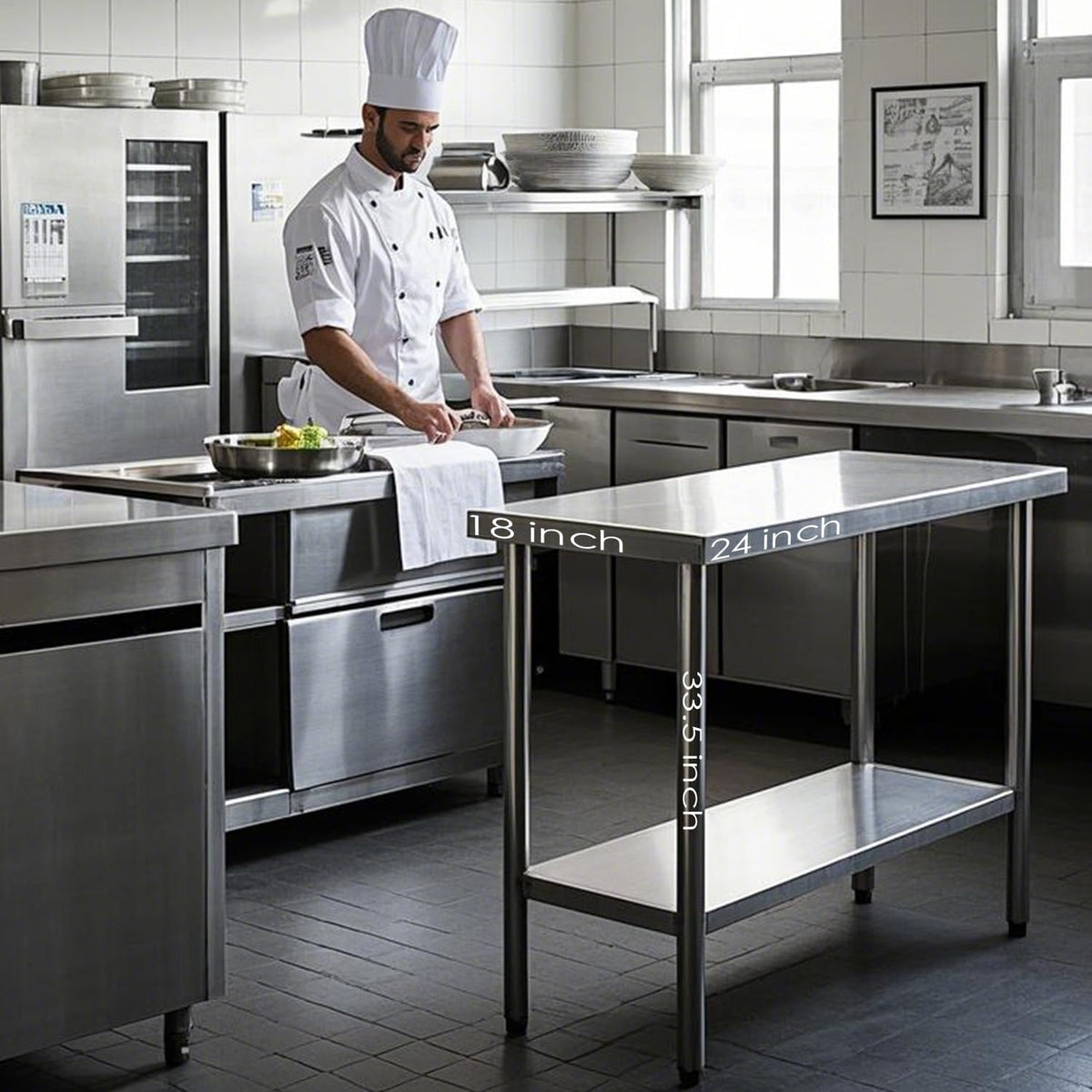 24x18 Inch NSF Stainless Steel Prep Work Table with Undershelf Metal