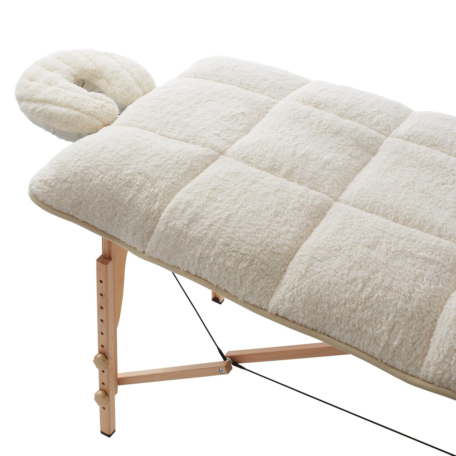 Fleece Reversible Quilted Massage Table Pad & Face Cradle Set - Soft and Comfortable 1/2" Thick Facial Bed and