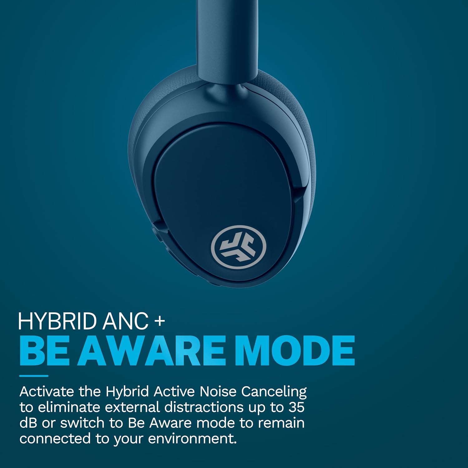 JBuds Lux ANC, Over Ear Headphones, Active Noise Cancelling, Bluetooth, Limited Edition Navy